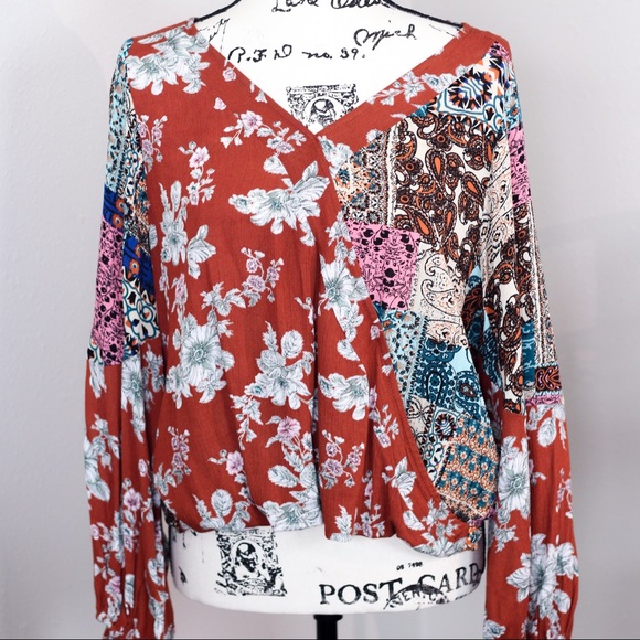 UMGEE Boho LS Floral Patchwork Top / SIZE SMALL - Picture 4 of 10